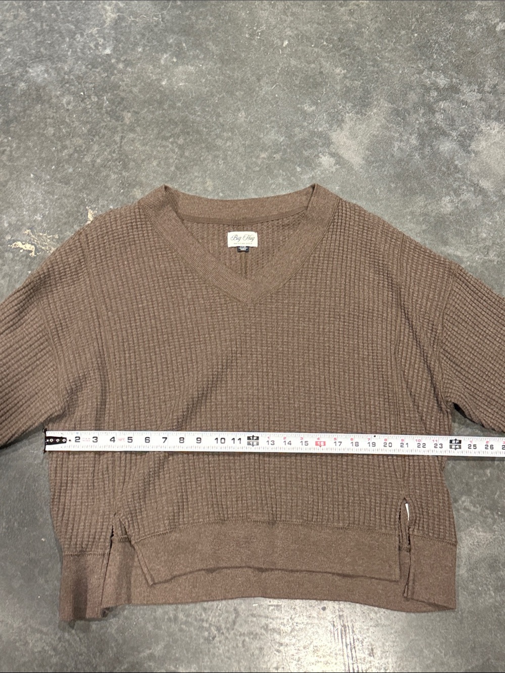 Cozy V-Neck Waffle Knit Sweater in chocolate brown big hug - Picture 4 of 7